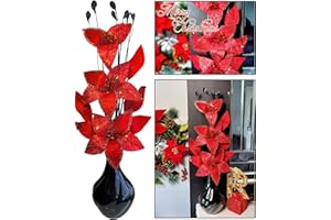 FLOURISH Christmas Decorations - Black Vase with Red and Black Artificial Flowers, Ornaments for Living Room, Window Sill, Home Accessories Christmas Ornament