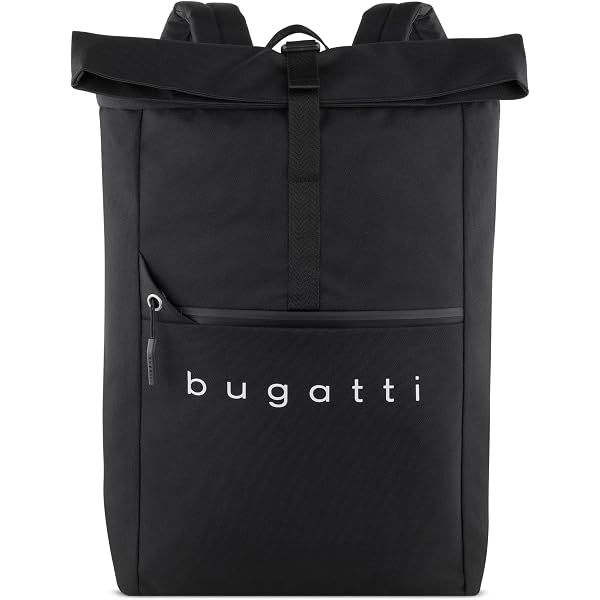 bugatti Blanc DeLight Rolltop Backpack 15 Inch Rolling Backpack for Uni Business Bike, Black Fashion