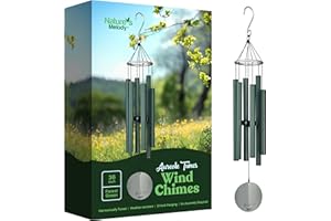 Nature's Melody, Aureole Tunes, Campanilla de Viento para Exteriores con 6 Tubos sintonizados a Escala pentatónica E, 100% Aluminio Inoxidable, Acabado en Polvo y Gancho en S para el Recuerdo, Regalo
