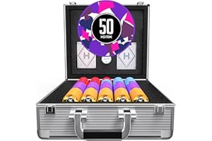 HEITOK Poker Chips, Poker Set with Aluminum Carrying Case & Professional Weight Chips, Casino Game (600 Chips with Numbered Values)