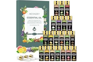 Aeshory Essential Oils Set 20x5 ML -100% Natural Fragrance Oils-Perfect for Diffuser, Humidifier,Aromatherapy, Massage, Scented Candle, Perfume, Soap and Bath Bombs Making