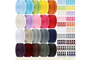 Lighterday 60m fermeture eclair au metre couture accessoires mercerie,fermeture éclair au mètre et curseur fermeture eclair amovible,pour Couture et Travaux Manuels(20 couleurs)