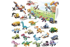 HOBUBU Advent Calendar, 24 Countdown for Kids Toys Dinosaurs Racing Cars Building Kit Compatible, 12 in 1 Big Kids Gifts Building Blocks for Boys Girls