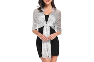 VIMATE Funkelnde metallische Tücher und Wickel für die Abendparty Formale Kleider Hochzeit Brautjungfer (mit kostenloser Schalschnalle)