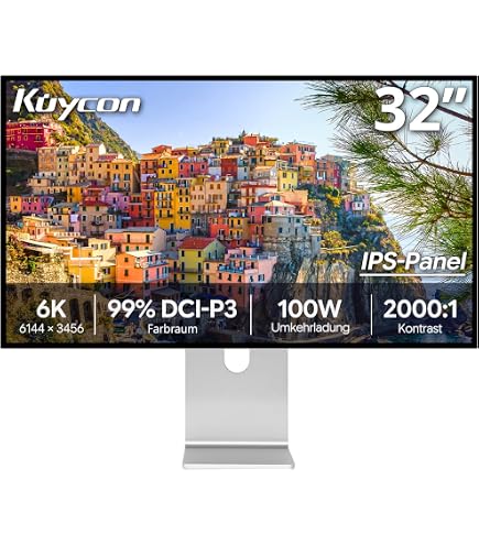 Kuycon G27X-SE 27'' 5K Monitor 5120x2880, 60Hz | 218 ppp, 450 cd/m², 99% sRGB, USB-C de 100 W y cristal brillante totalmente laminado, ideal para la oficina