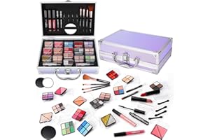 KAICOERLY Makeup Kit for Women Girls, Fashionable Make Up Present Set for Beginners Professionals Traveler with Case, Makeup Essential with Eyeshadow Palette, Lip Gloss, Mascara,Foundation Face Primer(Purple)