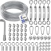 TooTaci M5 Turnbuckle Wire Tensioner Kit With 15M/3mm Stainless Steel Coated Cable Wire Rope, 3mm Garden Wire Heavy Duty With Vine Eyes For Climbing Plants, Lights Hanging, Curtain Wire - View #2