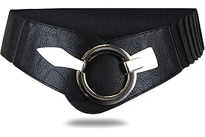 WITH LOVE, VANESSA & MELISSA Vanessa & Melissa Elastischer Damen Taillengürtel, ca. 6 cm breiter Hüftgürtel mit silberner Ring-Schließe, Stretchgürtel