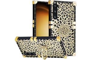 DMaos Coque pour Samsung Galaxy S24 avec Bague pour Femme, doré, Magnifique Strass, béquille en Diamant, Premium pour S24 6,2" Léopard