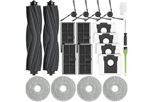 RUKHOOL L10s Ultra Gen 3 Zubehör für Dreame Mova P50 Pro Ultra / X40 Ultra Complete / X40 Master / L40 Ultra Zubehörset Ersatzteile 2 Hauptbürste, 4 Staubbeutel, 4 Filter, 4 Wischpads, 4 Seitenbürste