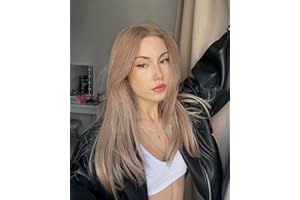 VEBONNY Sandy Blonde Lace Front Wigs with Baby Hair, Synthetic Hair Wig, Natural Straight Dirty Blonde Wigs, Mixed Blonde Hair Wigs for Women, Realistic Looking Wig 20 inch VEBONNY-019-1