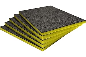 Shadow Foam Easy Peel (600mm x 420mm) | espuma personalizable para organizar cajas de herramientas (Paquete de cinco (Profundidad de 30mm), Negro sobre amarillo)