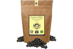 UNCLE SPICE® schwarzer Kampot Pfeffer - 60g Kampot Pfeffer schwarz - Premiumqualität - ganze sonnengetrocknete Pfefferbeeren, Pfefferkörner ganz, handverlesen für die Mühle, Ideal zu Steaks