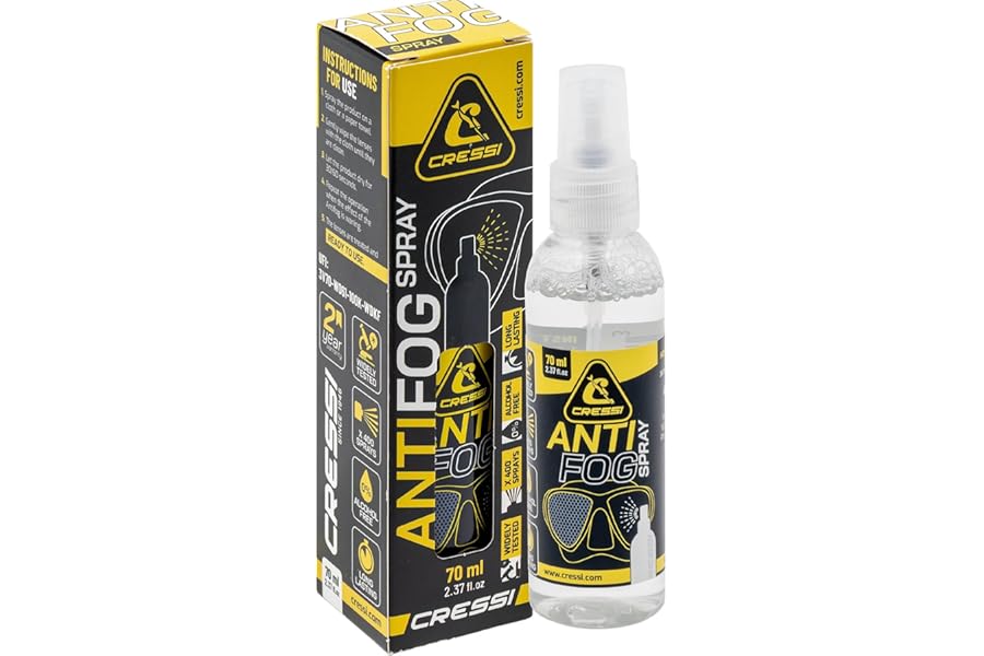 Cressi desde 1946 - Premium Anti Fog Spray 70 ml para Máscaras de Buceo y Gafas de Natación, Transparente, 1 Paquete de 70 ml