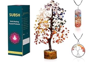 SUBSH Chakra Crystal Tree - Meditation Accessories - Artificial Bonsai Tree - Healing Crystals - Ornaments for Living Room - Crystals for Beginners - Crystals and Gemstones - Crystal Tree