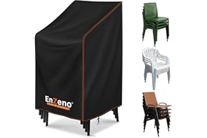 Enzeno Garden Chair Covers Waterproof - 210D Oxford Heavy Duty Outdoor Chair Covers Windproof Anti-UV Patio Stacking Chair Cover with Drawstring for Patio,70x90x80/120cm Garden Furniture Covers