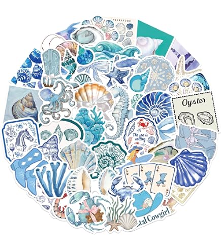 Lot De 50 Autocollants Poissons Et Animaux Marins En PVC - Imperméables, Repositionnables - Pour Déco, Scrapbooking, Skate, PC