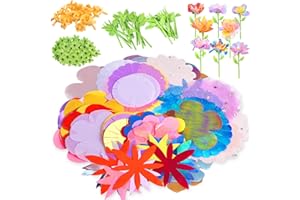 Crelloci DIY Flower Refill Kit – 174 PCS Flower Making Accessories for Girls, Includes Stems, Petals, Leaves & Bouquet Paper (Refill Kit)