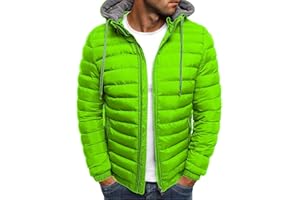 WSKMHK Blouson Homme Doudoune Homme, Doudoune Manches Longues Zippée Charge Veste Légère Et Chaude Couleur Unie Coupe-Vent Avec Poches Hiver Rouge Vert Noir 2023 M-3Xl