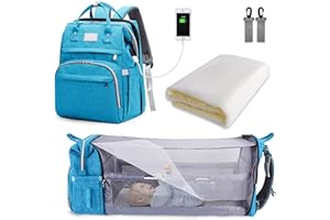 SNDMOR Mochilas de Pañales para Bebé, Bolso cambiador para bebé con cambiador, Mochila bebé unisex gran capacidad, Impermeable con estilo（Azul Cielo）