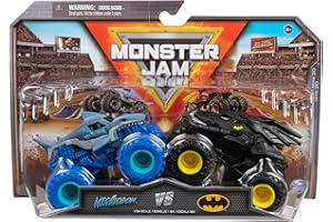 Monster Jam - Original Zweier-Pack mit dem Batmobil vs. Megalodon - authentischen Monster Trucks im Maßstab 1:64