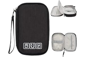 Ruyosn Organizer na kable torba wodoszczelna, mała torba na kable torba na dysk twardy elektroniczna torba organizer akcesoria elektroniczne organizer kabel podróżny, Czarny