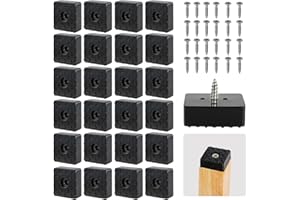 NUTKIT 24 Pezzi Piedini Gomma Antiscivolo, 30x30x10 mm Gommini Sedie Quadrati con Vite per Tavolo, Gomma Resistente e Antiscivolo, per Mobili, Tavoli, Scrivanie, Sedie e Divani- Nero