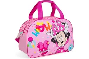 PERLETTI Borsone Palestra Bambina Rosa con Stampa - Borsa Viaggio Disney con Tracolla Minni Mouse Fucsia per Bimba - Sacca Sportiva Multiuso 28x41x21cm
