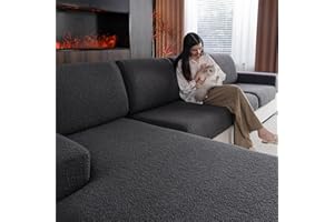 OHSIO Sofa Covers for Sectional, Stretch Cushion Cover, Soft Flexible Non-Slip Slipcovers, Washable Wear-Resistant Sofa Seat & Furniture Protector(1 x Back Couch Cover, Dark Gray)