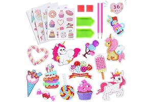 rokrist 5D Diamond Painting Bambini 36pz, DIY Adesivo di Pittura Diamante Kit, Diamante Pittura Adesivi, Compleanno Regali di Natale per Ragazzi e Ragazze