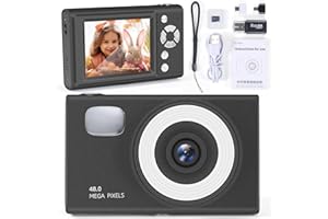 AUNGUUK Digitalkamera 1080p Fotoapparat Digital Kamera mit 128G Karte Fotokamera mit Batterie Einfache Tragbare 16X Digitalzoom Digitalkamera für Kinder Teenager Student Senioren Anfänger