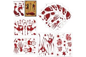 HOSHIN 97 calcomanías de huellas sangrientas para suelo, Halloween, ventana, escena del crimen, decoración de huellas de mano para baño (10 hojas)
