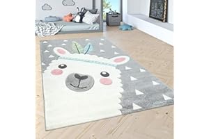 Paco Home Tappeto Bambini Cameretta Colori Pastello Moderni Motivi Graziosi Effetto 3D, Dimensione:133 cm quadrato, Colore:Grigio