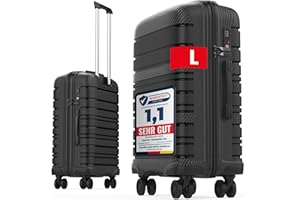 GENTOR Koffer groß mit Rollen 64x44x24 cm – Leichter Hartschalenkoffer Trolley mit TSA-Schloss – Reisekoffer Hartschale L für Reise & Urlaub – Schwarz