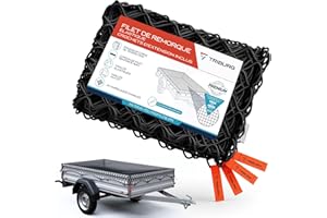 TRIBURG Filet de remorque Extensible pour remorques de 1x2 m à 2x3 m - à Mailles serrées avec Corde en Caoutchouc [Noir/élastique].