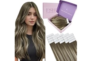 Fshine Extension Biadesivo Capelli Lisci 30g 20Pcs 30CM Extension Adesive Capelli Castano Scuro A Castano Cenere Con Highlight Del Biondo Medio Extension Capelli Remy 3/8/22