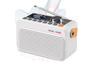 RYCHI DAB/DAB+ & UKW Digitalradio, Netz- und Akku Radio, Tragbares wiederaufladbares DAB Plus Radio，Küchenradio mit Bluetooth/TF/USB, 80 voreingestellte, Doppelwecker, Kopfhörereingang