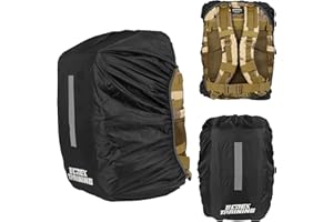 ELITEX TRAINING Funda para Lluvia para Mochila Táctica de 25L/45L, Cubierta Protectora con Tira Reflectante para la Noche (45L, Negro)