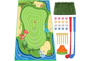 DESOTO Golf Training Mat,Golf Chipping Game Set Training Mat with 16 Grip Balls Velcro Golf Hitting Mat for Adults Kids Teens,Indoor Outdoor Putting Mat Christmas Birthday Golf Gifts(143cm*97cm)
