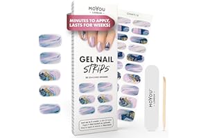 MOYOU LONDON Semi Cured Gel Nail Strips - 20 Pcs. Waterproof Gel Nail Wraps, Cures in Sunlight or UV/LED Lamp, Lasts Up to 2+ Weeks, Stretchable, Easy to Apply & Remove, Vegan & Cruelty-Free