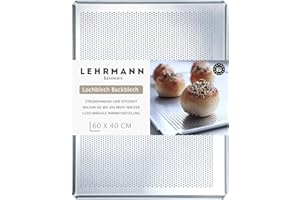 LEHRMANN GMBH LEHRMANN Plaque à biscuits 60 x 40 cm Plaque perforée Plaque à baguette Plaque pâtissière Comparable/remplaçable four WIESHEU ELOMA MIWE BONGARD