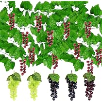 10 Pièces Raisins Artificiels - 5 Grappes + 5 Vignes 2,4 M - Plastique Réaliste - Déco Maison Fête Mariage - 10
