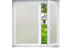 ‎HATON Haton Fensterfolie Blickdicht Milchglasfolie Sichtschutzfolie Fenster Selbsthaftend, Selbstklebend Sichtschutz ohne Kleber Statisch Haftend Blickschutz Klebefolie Für Bad Büro 44.5 x 200 cm