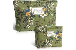 OHWODA Neceser de Maquillaje Bolsa de Cosméticos de Viaje Bolsa Maquillaje Bolsa de Aseo Organizadora de Multifunción Cremallera Makeup Bag para Mujeres y Niñas 2PCS Verde Oscuro