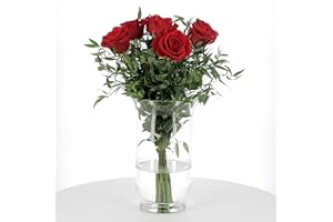 KENTIS - Bouquet di Rose Rosse Vere - Rose Fresche a Stelo Lungo 50 cm a Domicilio con Biglietto Personalizzato - 6 Rose Rosse