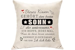Hasodeo Original Sohn Geschenke Erinnerung Kissenabdeckung Dekoration Kissen Inspirierende Geschenke für Sohn von Papa Mama