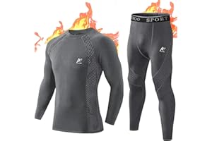 MeetHoo Bielizna termiczna Mężczyźni Bielizna Termiczna Zestaw Wiatroszczelna Funkcjonalna Podstawa Warstwa Oddychająca Termiczna Mesh & Spodnie Zimowe Sportowe Narciarstwo Bieganie