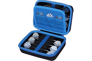 Lebakort Twarde etui na rzutki stalowe lub miękkie końcówki, wbudowane rurki i kieszenie na lotki, groty, trzonki, czarny+niebieski, Für 12 Darts, rzutki etui