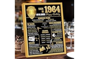 Benjia Geschenk 60 Geburtstag - Back in 1964 Goldener Rahmen Gerahmt Poster Germany - Frauen & Männer - Tischbild und Wand-Bild Aufsteller - Persönliches Jubiläum Geburtstagszeitung (20x25cm,Schwarz)
