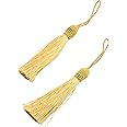 20pcs 15.5cm/6 Inches Silky Floss bookmark Tassels with 2-Inch Cord Loop and Small Chinese Knot for Jewelry Making, Souvenir, Bookmarks, DIY Craft Accessory (Champange)